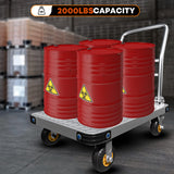 1000KG Capacity Heavy Duty Foldable Platform Truck Flatbed Push Cart Steel Dolly Trolley Cart Brake - Rear View