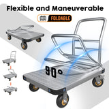 1000KG Capacity Heavy Duty Foldable Platform Truck Flatbed Push Cart Steel Dolly Trolley Cart Brake - Close-Up Angle