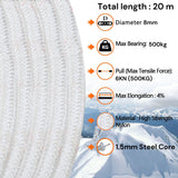 8mm 20m Safety Climbing Rope Nylon Rock Static Outdoor Boat Anchor Marine Rope Dock Lines Rope - 45-Degree Angle