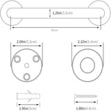 50cm Stainless Steel Handle for Shower Toilet Grab Bar Handle Bathroom Stairway Handrail Elderly Senior Assist - Side View