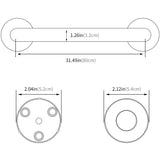 80cm Stainless Steel Handle for Shower Toilet Grab Bar Handle Bathroom Stairway Handrail Elderly Senior Assist - Side View