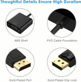DisplayPort Male to VGA Female Gold-Plated DP Display Port to VGA Adapter - Side View
