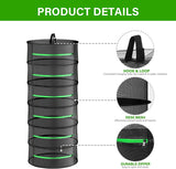 6-Layer 120cm Foldable Herb Vegetable Fruit Drying Dehydrating Rack Mesh Hanging Dryer - Top-Down View