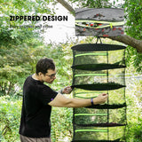 8-Layer 162cm Foldable Herb Vegetable Fruit Drying Dehydrating Rack Mesh Hanging Dryer - 45-Degree Angle