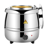 10L Restaurant Electric Buffet Food Warmer Commercial Food Warmers Soup Warmer Silver - Low Angle