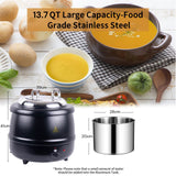 13L Restaurant Electric Buffet Food Warmer Commercial Food Warmers Soup Warmer - Rear View