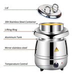 13L Restaurant Electric Buffet Food Warmer Commercial Food Warmers Soup Warmer Silver - Front View