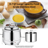 13L Restaurant Electric Buffet Food Warmer Commercial Food Warmers Soup Warmer Silver - 45-Degree Angle