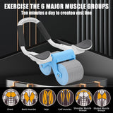 Elbow Support Automatic Rebound Abdominal Wheel Plank Machine Ab Roller Abs Workout Belly Blue - Rear View