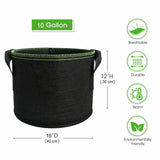 5-Pack 10 Gallons Plant Grow Bag Flower Container Pots with Handles Garden Planter - Top-Down View