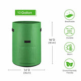5-Pack 10 Gallons Plant Grow Bag Potato Container Pots with Handles Garden Planter - Side View