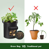 5-Pack 10 Gallons Plant Grow Bag Potato Container Pots with Handles Garden Planter Black - Side View