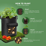5-Pack 10 Gallons Plant Grow Bag Potato Container Pots with Handles Garden Planter Black - 45-Degree Angle
