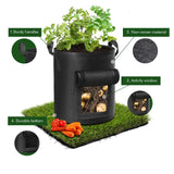 5-Pack 10 Gallons Plant Grow Bag Potato Container Pots with Handles Garden Planter Black - Close-Up Angle