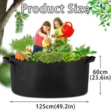 1 Pack 200 Gallon 125cm 60cm Grow Bag Heavy Duty Thickened Plant Pots with Handles for Farming Gardening Tree - Front View
