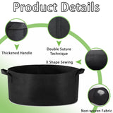 1 Pack 200 Gallon 125cm 60cm Grow Bag Heavy Duty Thickened Plant Pots with Handles for Farming Garde