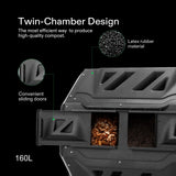 160L Large Outdoor Compost Bin Dual Chamber Tumbling Composter Tumbler Rotating - Side View