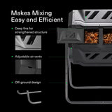 160L Large Outdoor Compost Bin Dual Chamber Tumbling Composter Tumbler Rotating - 45-Degree Angle