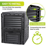 300L Large Garden Outdoor Compost Bin Composter BPA Free Compost Barrel - Rear View