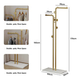 Metal Coat Rack Marble Base Hooks Clothes Coats Bag Tree Hat Display Hanger Stand Organiser 2 Pole - Front View