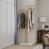 Metal Coat Rack Marble Base Hooks Clothes Coats Bag Tree Hat Display Hanger Stand Organiser 2 Pole - Side View