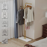 Metal Coat Rack Marble Base Hooks Clothes Coats Bag Tree Hat Display Hanger Stand Organiser 2 Pole - 45-Degree Angle