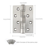 304 Flat Pin Hinge Spring 2Pack 100mm Folding Butt Door Cabinet Hinges Folding Furniture Hardware - Rear View