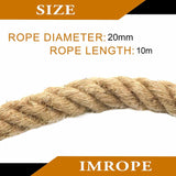 10m Sisal 20mm Rope Natural Twine Cord Thick Jute Hemp Manila Crafting Home Decor