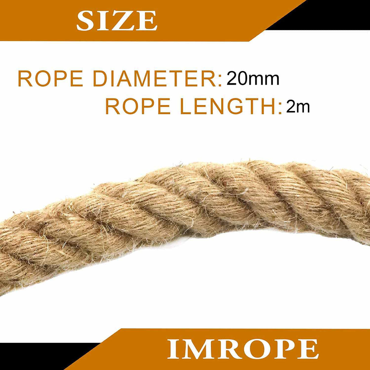 2m Sisal 20mm Rope Natural Twine Cord Thick Jute Hemp Manila Crafting Home Decor