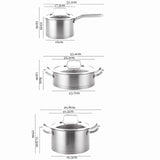 6 Pc Kitchen Sauce Pan Pots Set 430 Stainless Steel Cookware Set Milk stock Pot Pans Set - Front View