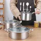 6 Pc Kitchen Sauce Pan Pots Set 430 Stainless Steel Cookware Set Milk stock Pot Pans Set - Side View