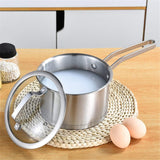 6 Pc Kitchen Sauce Pan Pots Set 430 Stainless Steel Cookware Set Milk stock Pot Pans Set - Top-Down View