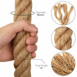 1m Sisal 50mm Rope Natural Twine Cord Thick Jute Hemp Manila  Crafting Home Decor - Side View