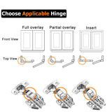 8 Pack 304 Stainless Steel Cabinet Hinges 100 Degree Soft Closing Full Overlay Door Hinge Nickel Plated Finish - Top-Down View