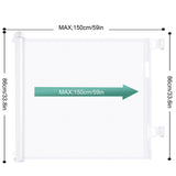 Retractable 1.5M Doorways Hallways Stairs Baby Gate Dog Pet Gate Indoor Outdoor Safety Gates White - Rear View