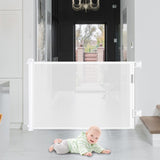 Retractable 3M Doorways Hallways Stairs Baby Gate Dog Pet Gate Indoor Outdoor Safety Gates White - Front View