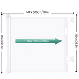Retractable 3M Doorways Hallways Stairs Baby Gate Dog Pet Gate Indoor Outdoor Safety Gates White - Rear View