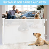 Retractable 3M Doorways Hallways Stairs Baby Gate Dog Pet Gate Indoor Outdoor Safety Gates White - Low Angle