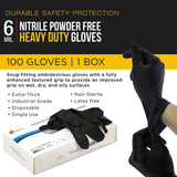 100x Nitrile Black Industrial Mechanic Tattoo Food Disposable Gloves Large - Side View