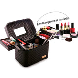 Travel Mirror Cosmetic Bag Foldable Tray Portable Makeup Organizer Case Storage Display Box - Front View