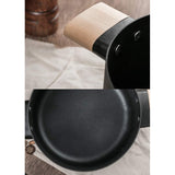 Non-stick Carbon Steel Dutch oven soup pot pan frying pan with lid wooden handle - 45-Degree Angle
