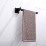 Square Hand Towel Holder Ring Wall Mounted Modern Towel Bar Bathroom Kitchen Black - Top-Down View