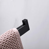Square Hand Towel Holder Ring Wall Mounted Modern Towel Bar Bathroom Kitchen Black - Close-Up Angle