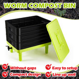 60L Large Worm Farm 3 Trays Worm Composter Bins Composting System Worm Tea - Front View