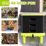 60L Large Worm Farm 3 Trays Worm Composter Bins Composting System Worm Tea - Top-Down View