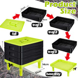 60L Large Worm Farm 3 Trays Worm Composter Bins Composting System Worm Tea - Rear View