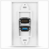 HDMI USB 3.0 Audio Stereo Pass Through Component Composite Wall Plate Panel - Front View
