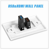 HDMI USB 3.0 Audio Stereo Pass Through Component Composite Wall Plate Panel - Side View