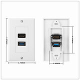 HDMI USB 3.0 Audio Stereo Pass Through Component Composite Wall Plate Panel - Top-Down View