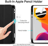 IPad 10.2 2019 7th Pencil Holder Slim Smart TPU Soft Edge Case Black - Close-Up Angle